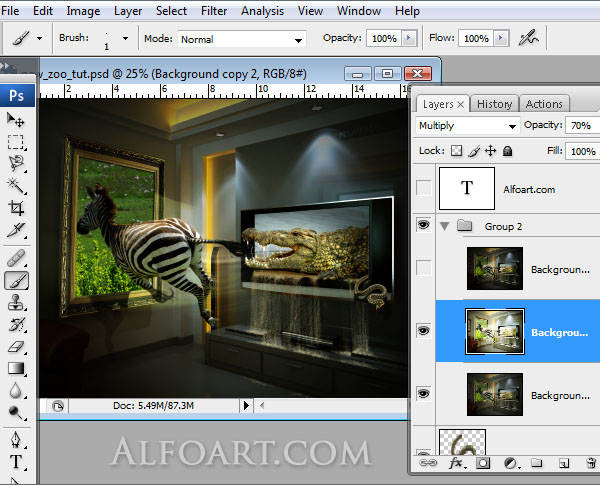 lcd plasma alive tv , midnight magic, zoo, zebra, crocodile, tv set, interior, mysterious room, horror room.